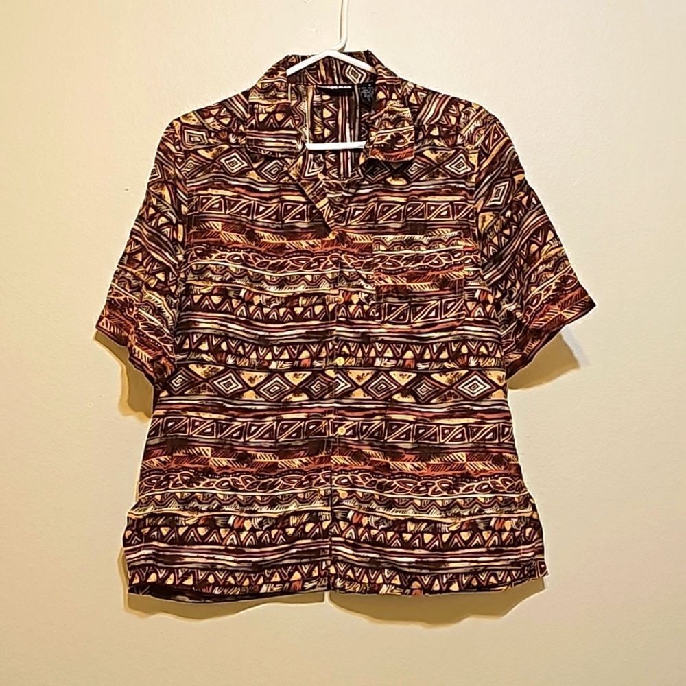 Vintage Diane Gilman 100% Silk  Blouse Shirt M